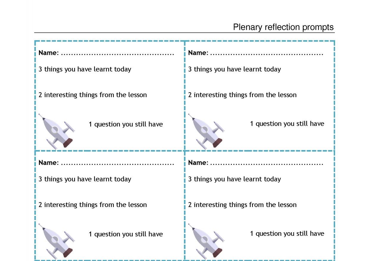 Reflection plenary cards