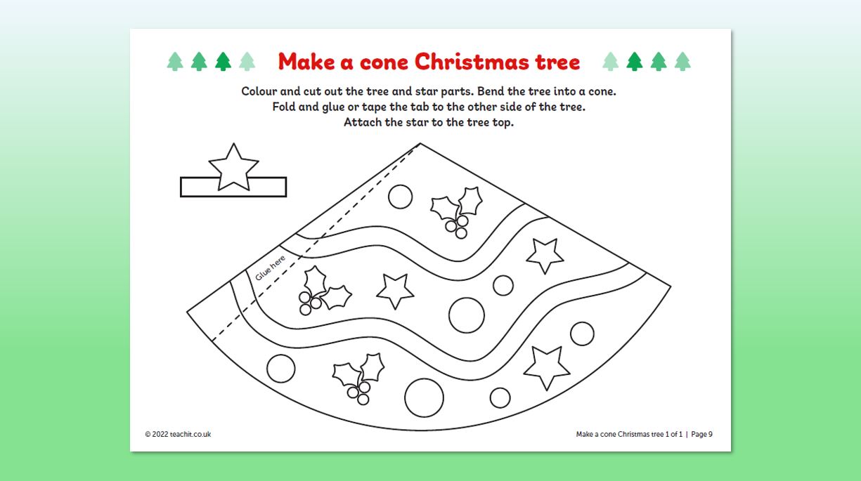 Make a cone Christmas tree craft activity