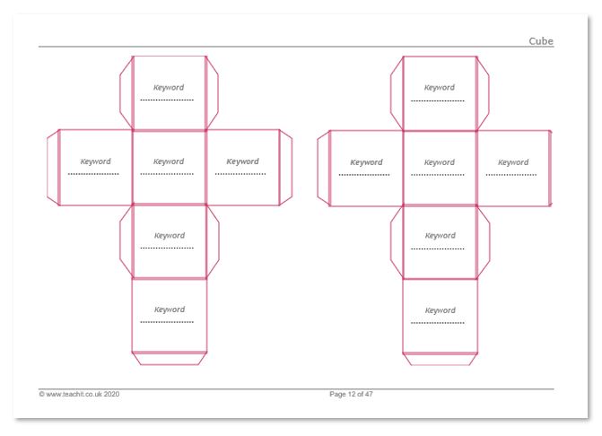Teachit 'cube' game template