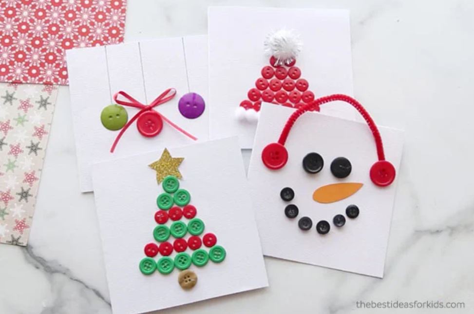 Button Christmas cards from The Best Ideas for Kids