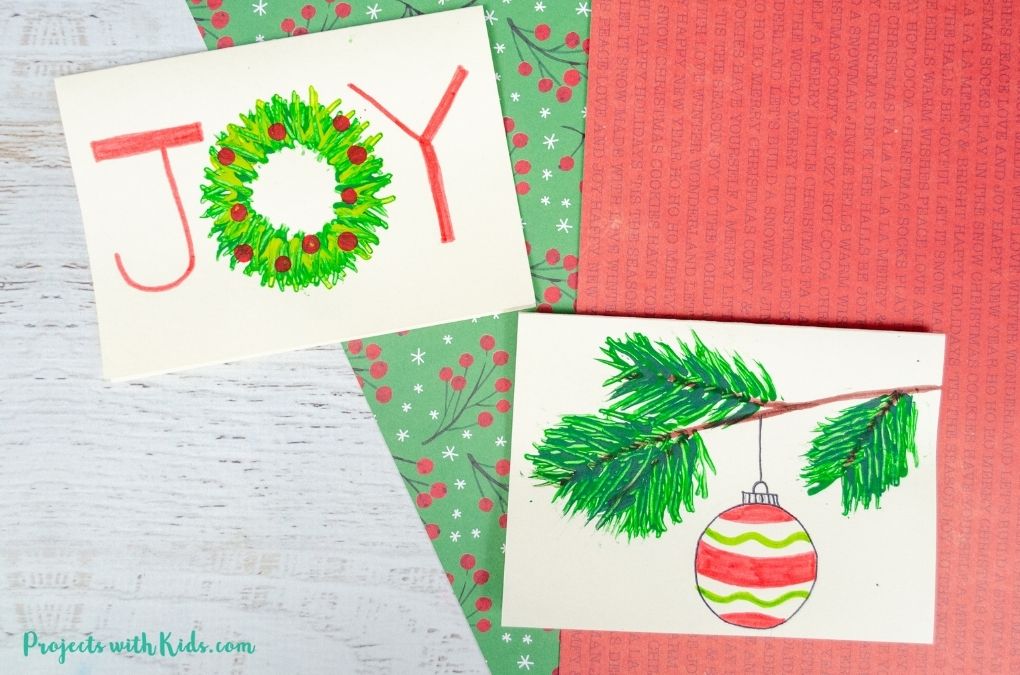 Fork painted EYFS Christmas card ideas