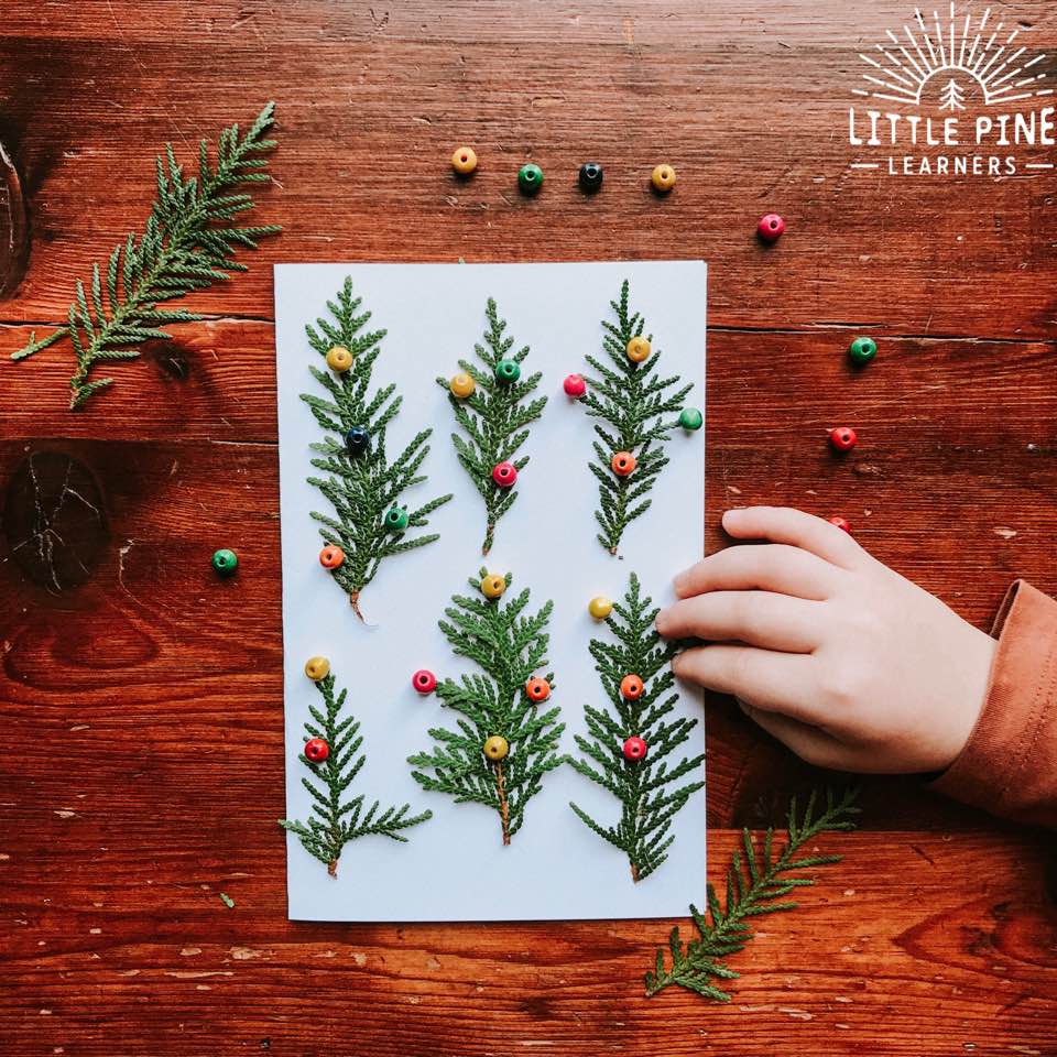 Nature-inspired Christmas card craft from Little Pine Learners