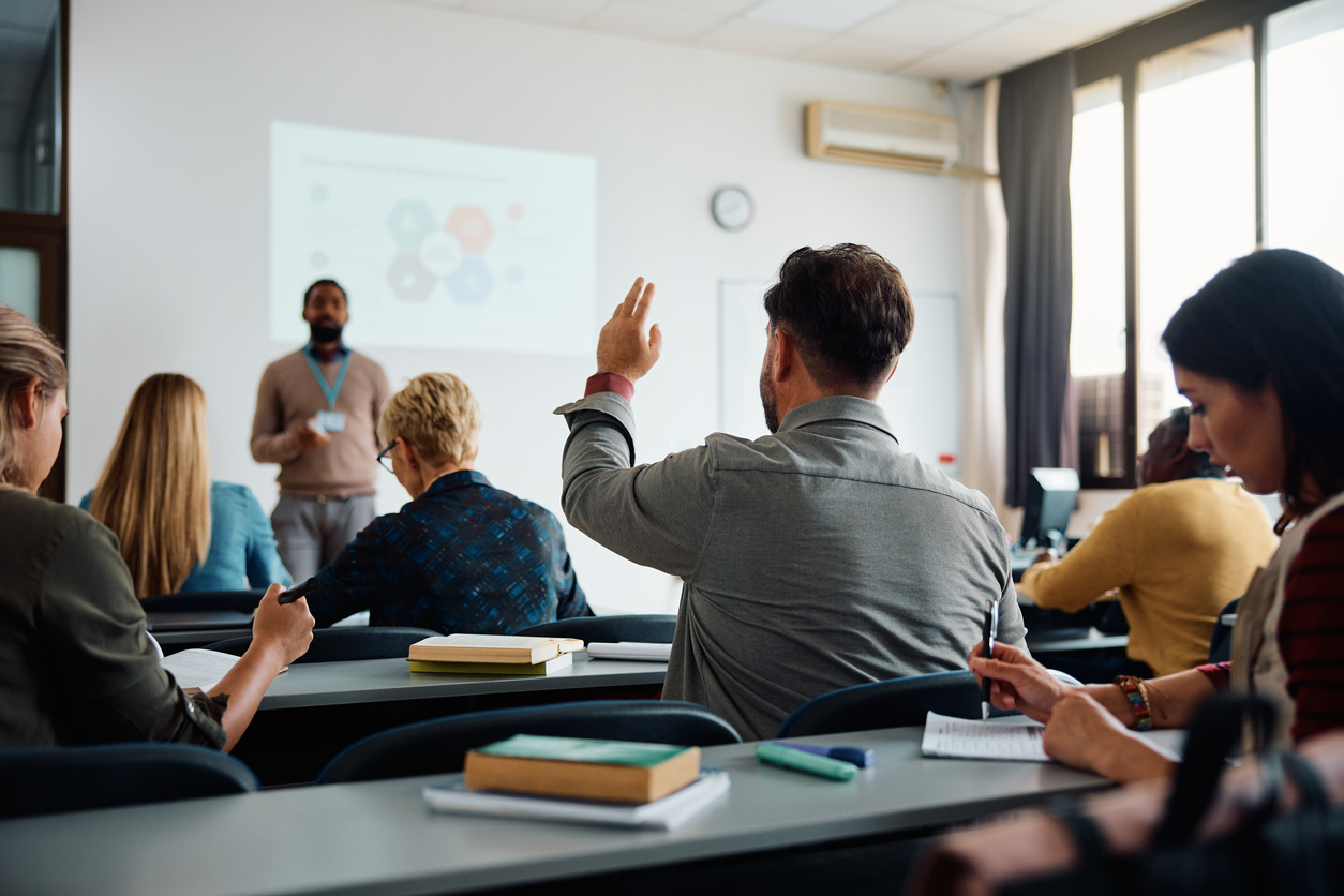 INSET day teacher training in a classroom