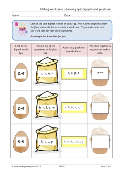 Making word cakes – blending split digraphs and graphemes