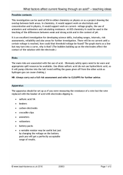 What factors affect the current flowing through an acid? - teaching ideas