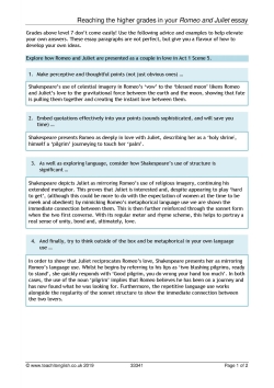 Reaching the higher grades in your 'Romeo and Juliet' essay
